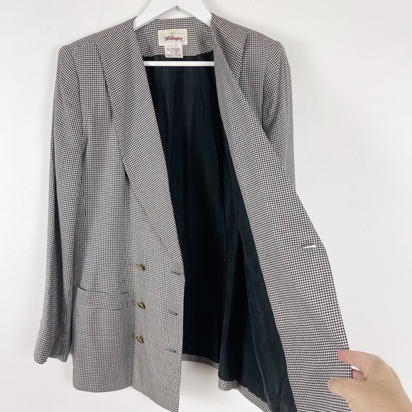 Vintage Worthington Houndstooth Rayon Blazer 8 - Picture 6 of 9
